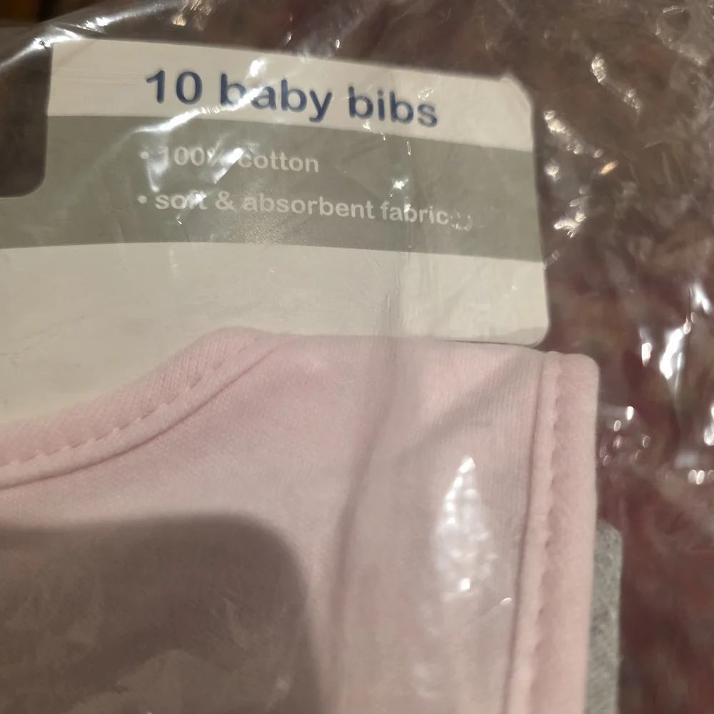 NWT Luvable Friends Pink and Gray Baby Bib Set - 10
